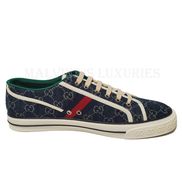 GUCCI MENS SNEAKERS TENNIS 1977 GG SUPREME BLUE DENIM SHOES sz 12.5 13 US - Picture 9 of 15